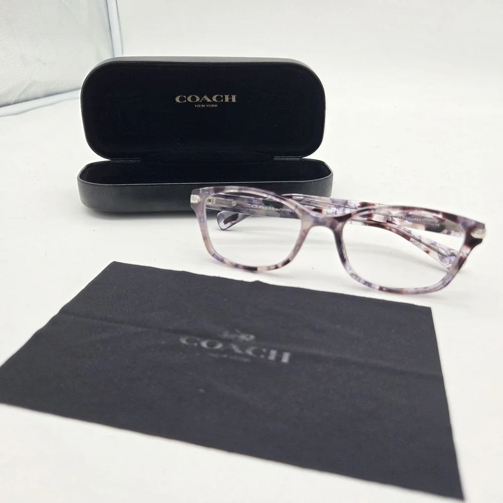 COACH HC6065 5548 Purple Tortoise Rectangle Women's 51 mm Eyeglasses W/ Case